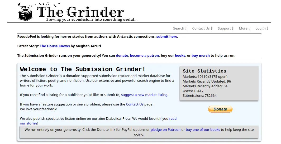 Submissions Grinder Homepage